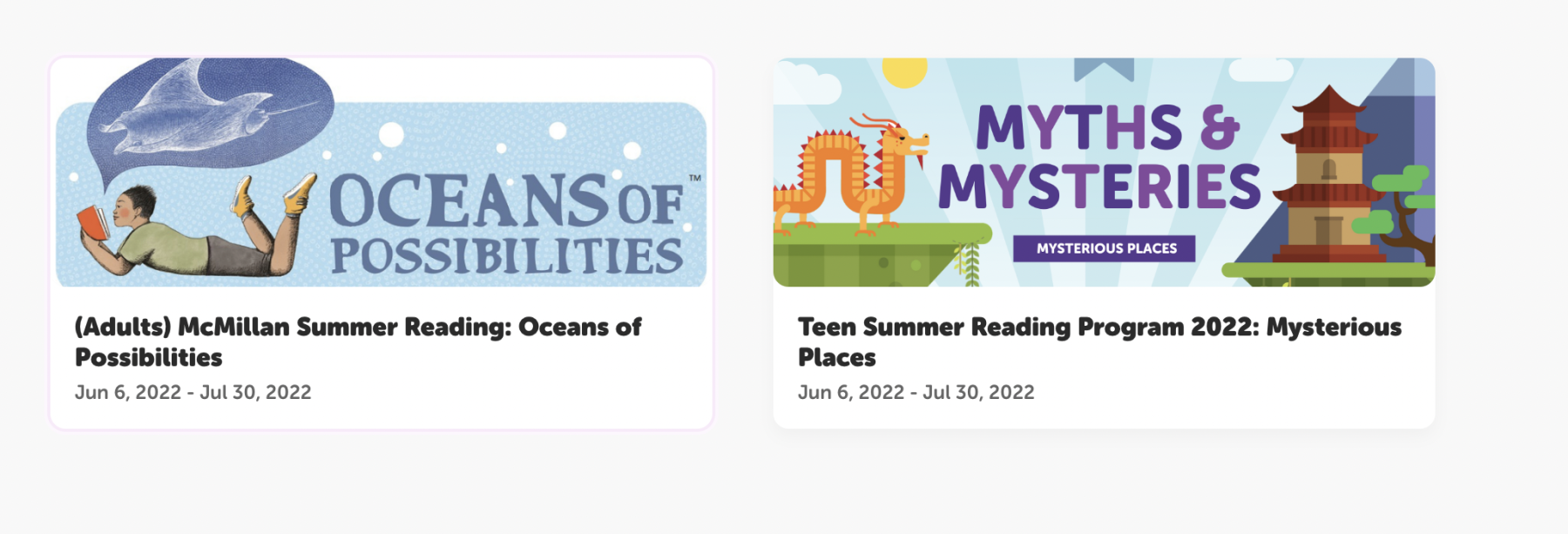 Summer Reading Programs for All Ages McMillan Memorial Library
